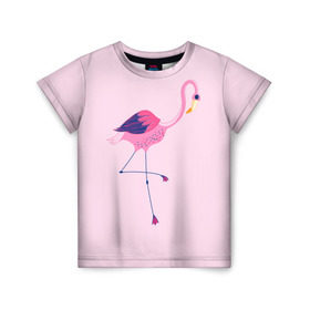 Детская футболка 3D с принтом Фламинго , 100% гипоаллергенный полиэфир | прямой крой, круглый вырез горловины, длина до линии бедер, чуть спущенное плечо, ткань немного тянется | bird | birds | fly | wing | wings | клюв | когти | крыло | крылышки | крылья | полет | птица | птицы | птичка | птички | фламинго