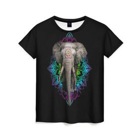 Женская футболка 3D с принтом Индийский Слон , 100% полиэфир ( синтетическое хлопкоподобное полотно) | прямой крой, круглый вырез горловины, длина до линии бедер | africa | elephant | elephants | india | ornament | pattern | skin | tusks | африка | бивни | индия | кожа | орнамент | слон | слоненок | слоник | слоники | слоны | слонята | узор | хобот