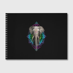 Альбом для рисования с принтом Индийский Слон , 100% бумага
 | матовая бумага, плотность 200 мг. | africa | elephant | elephants | india | ornament | pattern | skin | tusks | африка | бивни | индия | кожа | орнамент | слон | слоненок | слоник | слоники | слоны | слонята | узор | хобот