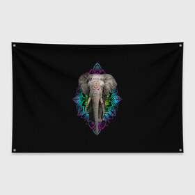 Флаг-баннер с принтом Индийский Слон , 100% полиэстер | размер 67 х 109 см, плотность ткани — 95 г/м2; по краям флага есть четыре люверса для крепления | africa | elephant | elephants | india | ornament | pattern | skin | tusks | африка | бивни | индия | кожа | орнамент | слон | слоненок | слоник | слоники | слоны | слонята | узор | хобот