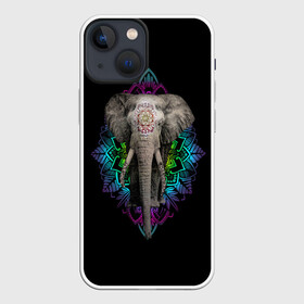 Чехол для iPhone 13 mini с принтом Индийский Слон ,  |  | africa | elephant | elephants | india | ornament | pattern | skin | tusks | африка | бивни | индия | кожа | орнамент | слон | слоненок | слоник | слоники | слоны | слонята | узор | хобот