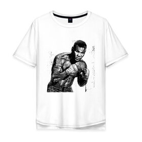 Мужская футболка хлопок Oversize с принтом Myke Tyson 8 , 100% хлопок | свободный крой, круглый ворот, “спинка” длиннее передней части | myke tyson | бокс | боксер | железный майк | нокаут
