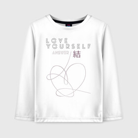 Детский лонгслив хлопок с принтом Love yourself ANSWER , 100% хлопок | круглый вырез горловины, полуприлегающий силуэт, длина до линии бедер | Тематика изображения на принте: bts bangtan boys бантаны бтс