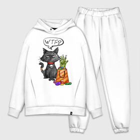 Мужской костюм хлопок OVERSIZE с принтом Кот хэллоуин ,  |  | зомби | кот | подарки | подарок | рука | хэллоуин