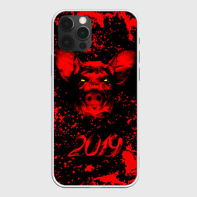 Чехол для iPhone 12 Pro с принтом Красный поросенок , силикон | область печати: задняя сторона чехла, без боковых панелей | 2019 | боров | брызги | веселье | взгляд | год | домашнее | животное | капли | красный | кровь | подарок | поздравление | поросенок | праздник | радость | рождество | с новым годом | свинья