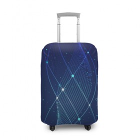 Чехол для чемодана 3D с принтом Синяя спираль абстракция , 86% полиэфир, 14% спандекс | двустороннее нанесение принта, прорези для ручек и колес | абстракция | космос | синий | спираль