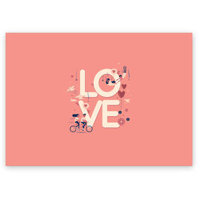 Поздравительная открытка с принтом Любящая пара , 100% бумага | плотность бумаги 280 г/м2, матовая, на обратной стороне линовка и место для марки
 | love | голуби | любовь | пара | птицы | сердечко | шарик