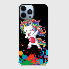 Чехол для iPhone 13 Pro Max с принтом Радужный единорог ,  |  | dab | dab единорог | dabbing unicorn | unicorn | брызги красок | единорог радуга | краски | прикольные картинки | радуга | радужные краски | радужный единорог