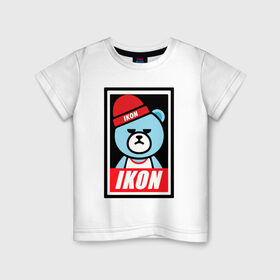 Детская футболка хлопок с принтом IKON bear , 100% хлопок | круглый вырез горловины, полуприлегающий силуэт, длина до линии бедер | ikon | k pop | return | айкон