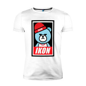Мужская футболка премиум с принтом IKON bear , 92% хлопок, 8% лайкра | приталенный силуэт, круглый вырез ворота, длина до линии бедра, короткий рукав | ikon | k pop | return | айкон