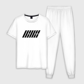 Мужская пижама хлопок с принтом iKON logo , 100% хлопок | брюки и футболка прямого кроя, без карманов, на брюках мягкая резинка на поясе и по низу штанин
 | ikon | k pop | return | айкон