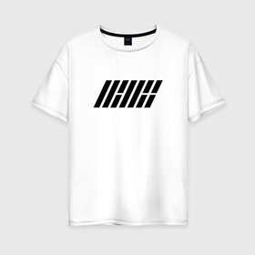 Женская футболка хлопок Oversize с принтом iKON logo , 100% хлопок | свободный крой, круглый ворот, спущенный рукав, длина до линии бедер
 | ikon | k pop | return | айкон