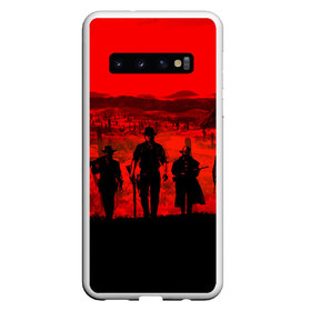 Чехол для Samsung Galaxy S10 с принтом RDR 2 , Силикон | Область печати: задняя сторона чехла, без боковых панелей | Тематика изображения на принте: gamer | gun | logo | play | player | rdr2 | red dead redemption 2 | rockstar | western | вестерн | ковбои | компьютерные игры 2019 | криминал | лого | рокстар