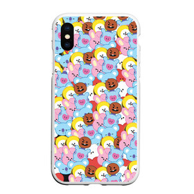 Чехол для iPhone XS Max матовый с принтом BTS BT21 STICKERS , Силикон | Область печати: задняя сторона чехла, без боковых панелей | bt21 | bts | bts army | bts stickers | j hope | jimin | jin | jungkook | k pop | rap monster | rapmon | suga | v | бтс | корея | стикеры bts