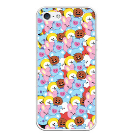 Чехол для iPhone 5/5S матовый с принтом BTS BT21 STICKERS , Силикон | Область печати: задняя сторона чехла, без боковых панелей | bt21 | bts | bts army | bts stickers | j hope | jimin | jin | jungkook | k pop | rap monster | rapmon | suga | v | бтс | корея | стикеры bts