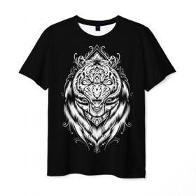 Мужская футболка 3D с принтом Dark Tiger , 100% полиэфир | прямой крой, круглый вырез горловины, длина до линии бедер | africa | creepy | dark | desert | predator | scary | tiger | tigers | африка | жуткий | мрачный | пустыня | страшный | тигр | тигренок | тигрица | тигрицы | тигры | тигрята | хищник