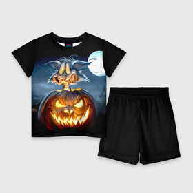 Детский костюм с шортами 3D с принтом Halloween ,  |  | аниме | ведьма | девушка | зомби | ирландия | кладбище | колдун | кости | кошки | летучие | луна | мертвец | мёртвые | монстры | мыши | ночь | оборотни | пауки | паутина | подарок | праздник | свет | свечи