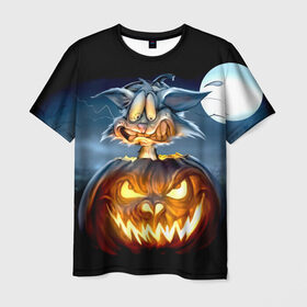 Мужская футболка 3D с принтом Halloween , 100% полиэфир | прямой крой, круглый вырез горловины, длина до линии бедер | аниме | ведьма | девушка | зомби | ирландия | кладбище | колдун | кости | кошки | летучие | луна | мертвец | мёртвые | монстры | мыши | ночь | оборотни | пауки | паутина | подарок | праздник | свет | свечи