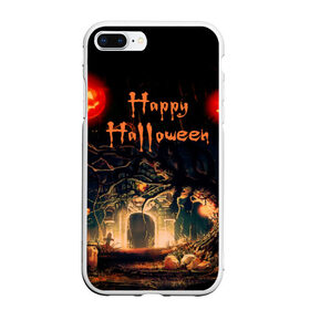 Чехол для iPhone 7Plus/8 Plus матовый с принтом Halloween , Силикон | Область печати: задняя сторона чехла, без боковых панелей | аниме | ведьма | девушка | зомби | ирландия | кладбище | колдун | кости | кошки | летучие | луна | мертвец | мёртвые | монстры | мыши | ночь | оборотни | пауки | паутина | подарок | праздник | свет | свечи