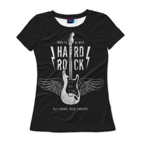 Женская футболка 3D с принтом HARD ROCK ГИТАРА , 100% полиэфир ( синтетическое хлопкоподобное полотно) | прямой крой, круглый вырез горловины, длина до линии бедер | гитара | крылья | металл | музыка | рок | струны