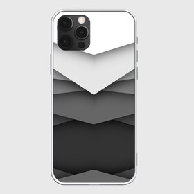 Чехол для iPhone 12 Pro Max с принтом Бумажные полосы , Силикон |  | белый | геометрия | полосы | серый | треугольник | черный