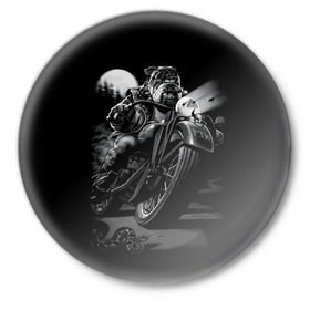 Значок с принтом Biker dog / Пёс-байкер ,  металл | круглая форма, металлическая застежка в виде булавки | biker | choper | harleydavidson | moto | motorcycle | romantic | байкер | мото | моторомантик | пёс | романтик | собака | харлей | чопер