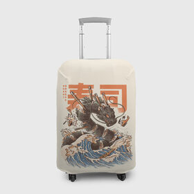 Чехол для чемодана 3D с принтом Great Sushi Dragon , 86% полиэфир, 14% спандекс | двустороннее нанесение принта, прорези для ручек и колес | 