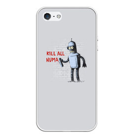 Чехол для iPhone 5/5S матовый с принтом Bender - Kill all human , Силикон | Область печати: задняя сторона чехла, без боковых панелей | bender | fry | futurama | planet express | бендер | гипножаба | зойдберг | лила | фрай | футурама