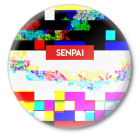 Значок с принтом SENPAI ,  металл | круглая форма, металлическая застежка в виде булавки | alien | anime | axegao | fight | game | manga | martial artist | senpai | аниме | арт | персонажи | япония