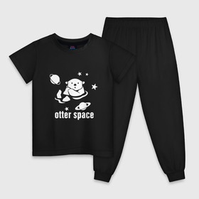 Детская пижама хлопок с принтом Otter Space , 100% хлопок |  брюки и футболка прямого кроя, без карманов, на брюках мягкая резинка на поясе и по низу штанин
 | alien | earth | express | futurama | galaxy | moon | nasa | planet | space | star | ufo | world | астронавт | вселенная | гагарин | галактика | звезда | звезды | земля | инопл | космонавт | космос | луна | мир | наса | небо | нло | планета