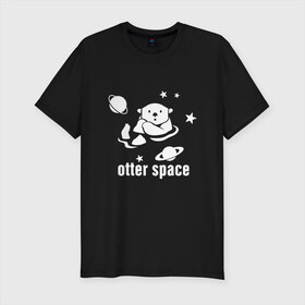 Мужская футболка хлопок Slim с принтом Otter Space , 92% хлопок, 8% лайкра | приталенный силуэт, круглый вырез ворота, длина до линии бедра, короткий рукав | alien | earth | express | futurama | galaxy | moon | nasa | planet | space | star | ufo | world | астронавт | вселенная | гагарин | галактика | звезда | звезды | земля | инопл | космонавт | космос | луна | мир | наса | небо | нло | планета