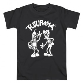 Мужская футболка хлопок с принтом Futurama - Cartoon , 100% хлопок | прямой крой, круглый вырез горловины, длина до линии бедер, слегка спущенное плечо. | bender | fry | futurama | planet express | бендер | зойдберг | лила | фрай | футурама