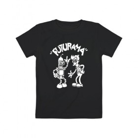 Детская футболка хлопок с принтом Futurama - Cartoon , 100% хлопок | круглый вырез горловины, полуприлегающий силуэт, длина до линии бедер | bender | fry | futurama | planet express | бендер | зойдберг | лила | фрай | футурама