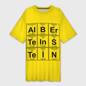 Платье-футболка 3D с принтом Альберт Эйнштейн ,  |  | albert | chemistry | einstein | math | mendeleev | phisics | science | table | альберт | математика | менделеева | наука | таблица | физика | химия | эйнштейн