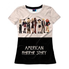 Женская футболка 3D с принтом American Horror Story , 100% полиэфир ( синтетическое хлопкоподобное полотно) | прямой крой, круглый вырез горловины, длина до линии бедер | american horror story | coven | американская история ужасов | ведьмы | ковен