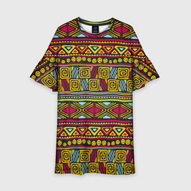 Детское платье 3D с принтом Этнический орнамент , 100% полиэстер | прямой силуэт, чуть расширенный к низу. Круглая горловина, на рукавах — воланы | африка | геометрия | индия | орнамент | узор | этно