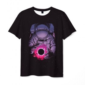 Мужская футболка 3D с принтом Карманная вселенная , 100% полиэфир | прямой крой, круглый вырез горловины, длина до линии бедер | астронавт | вселенная | галактика | звезда | космонавт | космос | свет | скафандр | солнце | стекло | тени | черная дыра