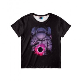 Детская футболка 3D с принтом Карманная вселенная , 100% гипоаллергенный полиэфир | прямой крой, круглый вырез горловины, длина до линии бедер, чуть спущенное плечо, ткань немного тянется | Тематика изображения на принте: астронавт | вселенная | галактика | звезда | космонавт | космос | свет | скафандр | солнце | стекло | тени | черная дыра