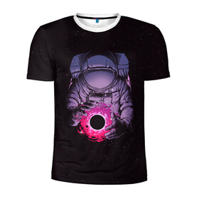 Мужская футболка 3D спортивная с принтом Карманная вселенная , 100% полиэстер с улучшенными характеристиками | приталенный силуэт, круглая горловина, широкие плечи, сужается к линии бедра | астронавт | вселенная | галактика | звезда | космонавт | космос | свет | скафандр | солнце | стекло | тени | черная дыра
