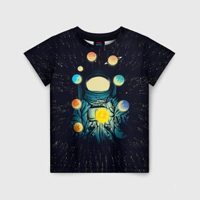 Детская футболка 3D с принтом Космический жонглер , 100% гипоаллергенный полиэфир | прямой крой, круглый вырез горловины, длина до линии бедер, чуть спущенное плечо, ткань немного тянется | Тематика изображения на принте: астронавт | венера | вселенная | галактика | звезда | земля | космонавт | космос | марс | меркурий | планеты | сатурн | свет | скафандр | солнце | стекло | тени | уран | юпитер