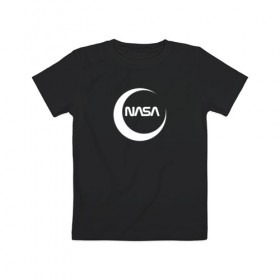 Детская футболка хлопок с принтом NASA , 100% хлопок | круглый вырез горловины, полуприлегающий силуэт, длина до линии бедер | 