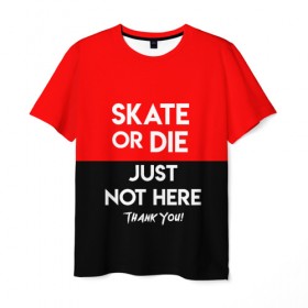 Мужская футболка 3D с принтом SKATE OR DIE , 100% полиэфир | прямой крой, круглый вырез горловины, длина до линии бедер | skate | sport | гонка | скейт | скейтер | спорт | спортивный | череп