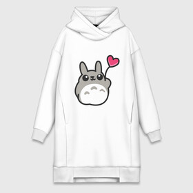 Платье-худи хлопок с принтом Love Totoro заяц ,  |  | Тематика изображения на принте: forest | friend | ghibli | japan | keeper | nature | neigbor | neighbour | totoro | анимация | аниме | гибли | дерево | друг | животные | лес | любовь | милый | мир | миядзаки | мульт | мультфильм | природа | сердце | сосед | тоторо