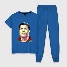 Женская пижама хлопок с принтом Ronaldo , 100% хлопок | брюки и футболка прямого кроя, без карманов, на брюках мягкая резинка на поясе и по низу штанин | champion | cr7 | cristiano | game | goal | italy | juventus | madrid | real | ronaldo | spain | team | буффон | гол | дибала | золотой мяч | игрок | испания | италия | криштиану | мадрид | португалия | реал | роналду | спорт | тренер | футбол | 