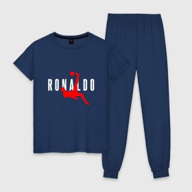 Женская пижама хлопок с принтом Ronaldo , 100% хлопок | брюки и футболка прямого кроя, без карманов, на брюках мягкая резинка на поясе и по низу штанин | champion | cr7 | cristiano | game | goal | italy | juventus | madrid | real | ronaldo | spain | team | буффон | гол | дибала | золотой мяч | игрок | испания | италия | криштиану | мадрид | португалия | реал | роналду | спорт | тренер | футбол | 