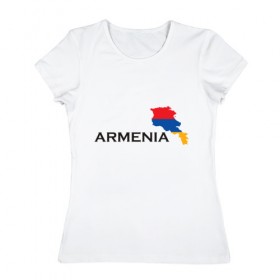 Женская футболка хлопок с принтом Armenia , 100% хлопок | прямой крой, круглый вырез горловины, длина до линии бедер, слегка спущенное плечо | 