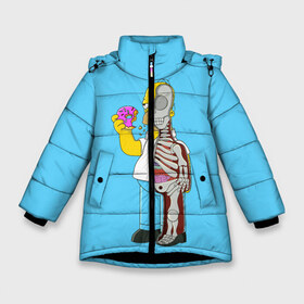 Зимняя куртка для девочек 3D с принтом Гомер , ткань верха — 100% полиэстер; подклад — 100% полиэстер, утеплитель — 100% полиэстер. | длина ниже бедра, удлиненная спинка, воротник стойка и отстегивающийся капюшон. Есть боковые карманы с листочкой на кнопках, утяжки по низу изделия и внутренний карман на молнии. 

Предусмотрены светоотражающий принт на спинке, радужный светоотражающий элемент на пуллере молнии и на резинке для утяжки. | bart | comedy | familt | homer | lisa | maggie | marge | mult | series | simpson | simpsons | springfield | барт | гомер | комедия | лиза | мардж | мэгги | прикол | приколы | семья | сериал | симпсон | симпсоны | спрингфилд