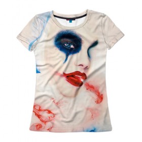 Женская футболка 3D с принтом American Horror Story , 100% полиэфир ( синтетическое хлопкоподобное полотно) | прямой крой, круглый вырез горловины, длина до линии бедер | ahs | american horror story | американская история ужасов | вода | клоун | краска | макияж | молоко
