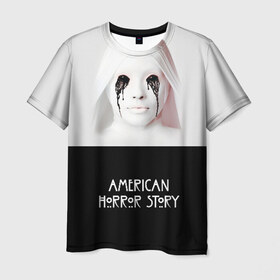 Мужская футболка 3D с принтом American Horror Story , 100% полиэфир | прямой крой, круглый вырез горловины, длина до линии бедер | ahs | american horror story | американская история ужасов | демон | краска | лицо | макияж | монашка | черные глаза