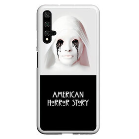 Чехол для Honor 20 с принтом American Horror Story , Силикон | Область печати: задняя сторона чехла, без боковых панелей | Тематика изображения на принте: ahs | american horror story | американская история ужасов | демон | краска | лицо | макияж | монашка | черные глаза